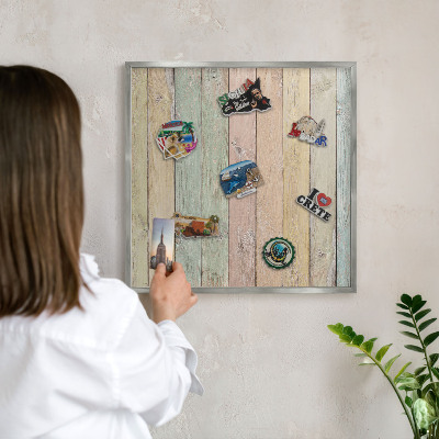 Tabule na magnety z dovolené ve stříbrném rámu Rustikální desky