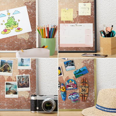 Tabule na magnety na zeď stříbrný rám Mapa cihel
