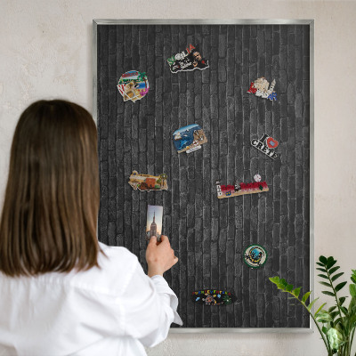 Tabule na magnety z dovolené ve stříbrném rámu Cihlová zeď