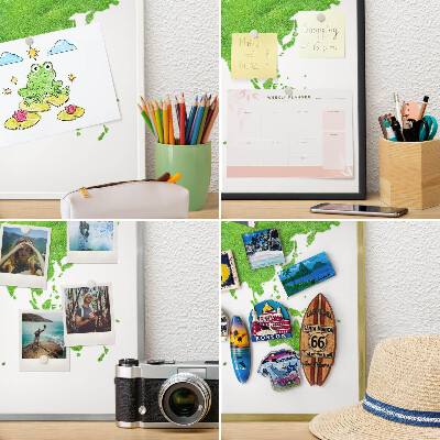 Tabule na magnety z dovolené ve stříbrném rámu Zelená mapa