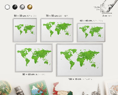 Tabule na magnety z dovolené ve stříbrném rámu Zelená mapa