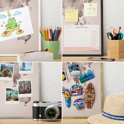 Tabule na magnety na zeď stříbrný rám Mapa světa