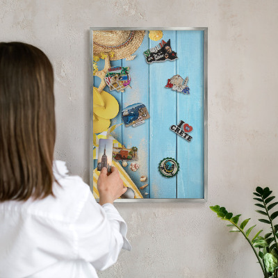 Tabule na magnety z dovolené ve stříbrném rámu Plážová atmosféra
