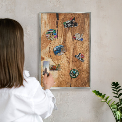 Tabule na magnety z dovolené ve stříbrném rámu Přírodní dřevo