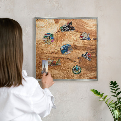 Tabule na magnety z dovolené ve stříbrném rámu Přírodní dřevo