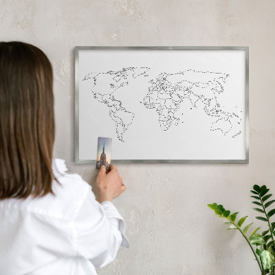 Tabule na magnety z dovolené ve stříbrném rámu Vrstevnicová mapa