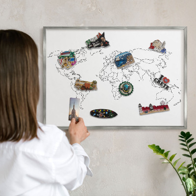 Tabule na magnety z dovolené ve stříbrném rámu Vrstevnicová mapa