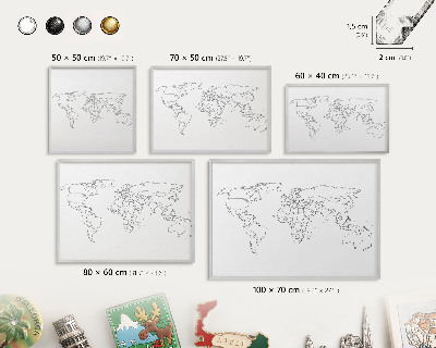 Tabule na magnety z dovolené ve stříbrném rámu Vrstevnicová mapa