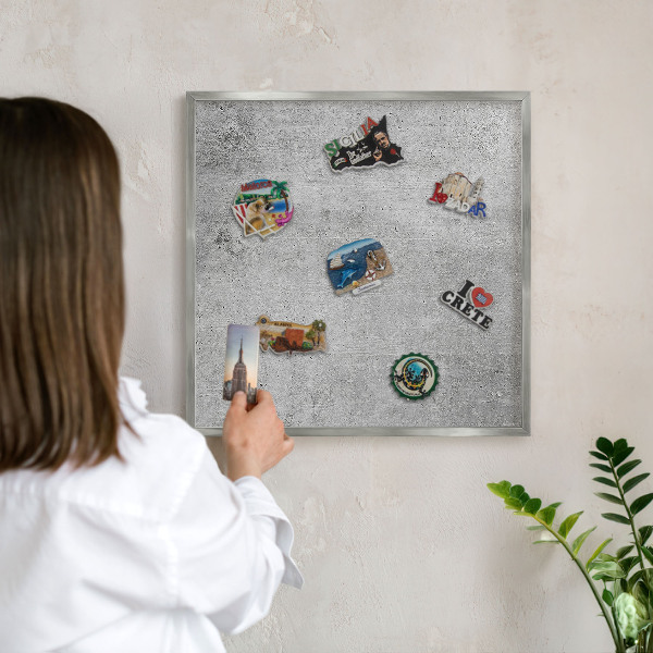 Tabule na magnety na zeď stříbrný rám Betonový vzor