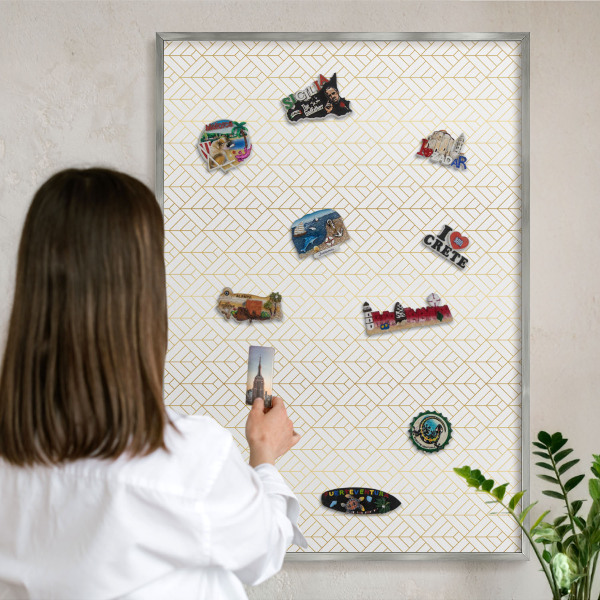 Tabule na magnety na zeď stříbrný rám Geometrie listu