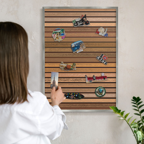 Tabule na magnety na zeď stříbrný rám Teplé pásy