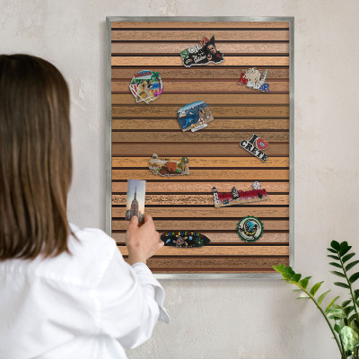 Tabule na magnety na zeď stříbrný rám Teplé pásy
