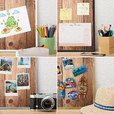 Tabule na magnety na zeď stříbrný rám Dřevěné desky