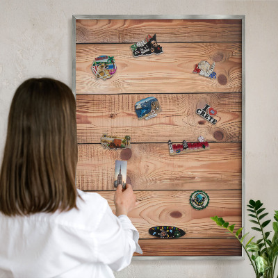 Tabule na magnety na zeď stříbrný rám Dřevěné desky