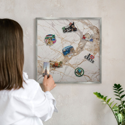 Tabule na magnety na zeď stříbrný rám Mramorová elegance