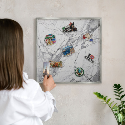 Tabule na magnety z dovolené ve stříbrném rámu Mramorová elegance
