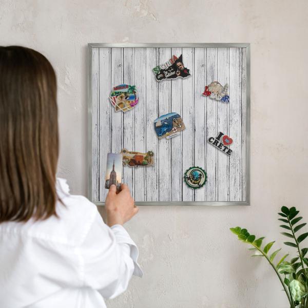Tabule na magnety z dovolené ve stříbrném rámu Světlé dřevo