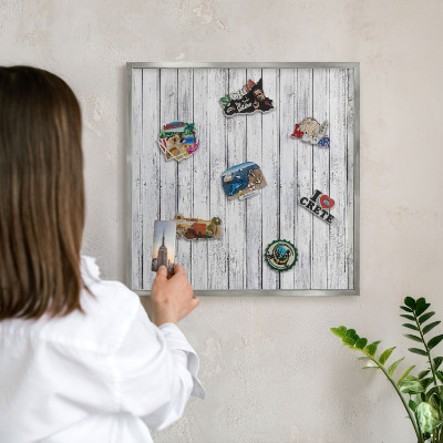 Tabule na magnety z dovolené ve stříbrném rámu Světlé dřevo