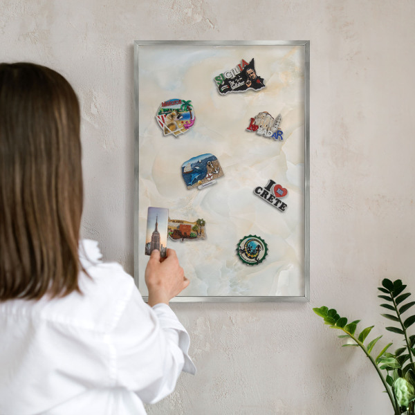 Tabule na magnety z dovolené ve stříbrném rámu Jemná elegance