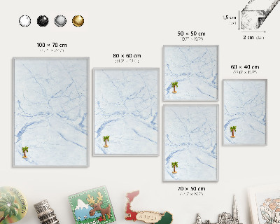 Tabule na magnety z dovolené ve stříbrném rámu Mramorový design