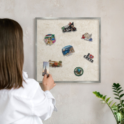 Tabule na magnety z dovolené ve stříbrném rámu Krémová elegance