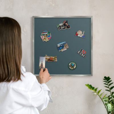 Tabule na magnety z dovolené ve stříbrném rámu Tyrkysový