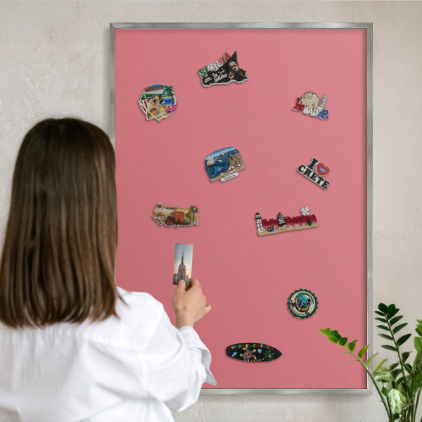 Tabule na magnety z dovolené ve stříbrném rámu Lososová barva