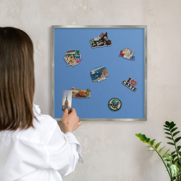 Tabule na magnety z dovolené ve stříbrném rámu Modrá barva