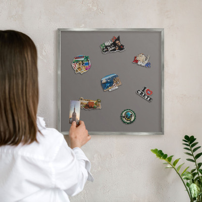 Tabule na magnety na zeď stříbrný rám Tmavě šedá