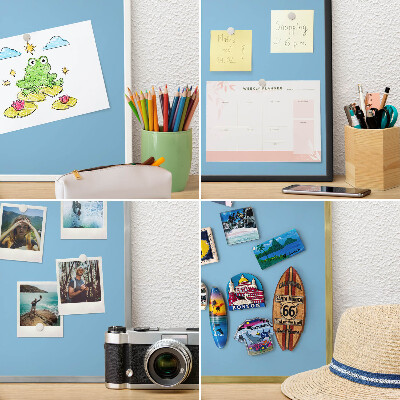 Tabule na magnety na zeď stříbrný rám Modrá barva