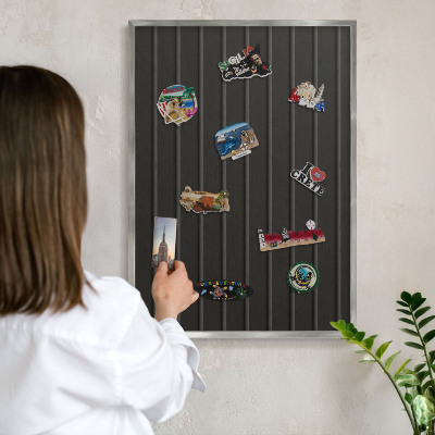 Tabule na magnety z dovolené ve stříbrném rámu Textura panelu