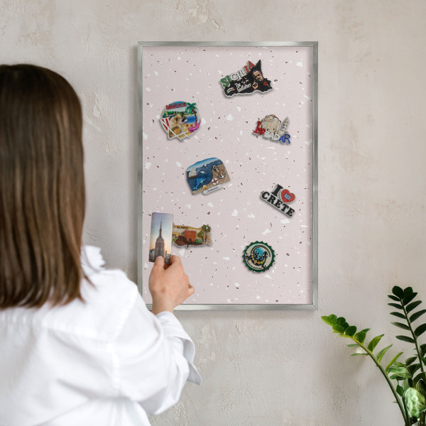 Tabule na magnety z dovolené ve stříbrném rámu Moderní teraco