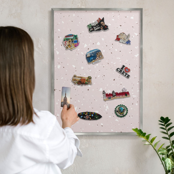Tabule na magnety z dovolené ve stříbrném rámu Moderní teraco