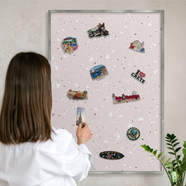 Tabule na magnety z dovolené ve stříbrném rámu Moderní teraco
