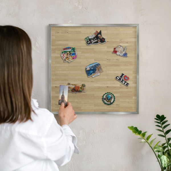 Tabule na magnety z dovolené ve stříbrném rámu Dřevěná textura