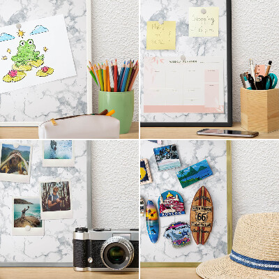 Tabule na magnety z dovolené ve stříbrném rámu Mramorová estetika