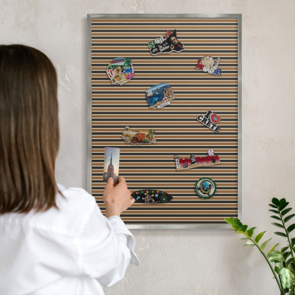 Tabule na magnety z dovolené ve stříbrném rámu Geometrický vzor