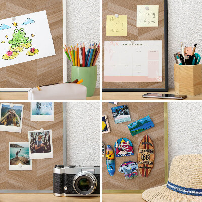 Tabule na magnety na zeď stříbrný rám Dřevěná rybí kost