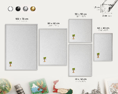 Tabule na magnety z dovolené ve stříbrném rámu Bílá textura
