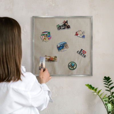 Tabule na magnety na zeď stříbrný rám Béžový klid