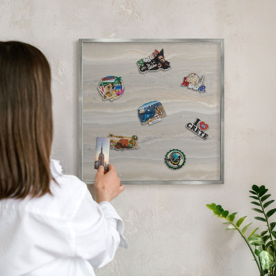 Tabule na magnety na zeď stříbrný rám Mramorová textura