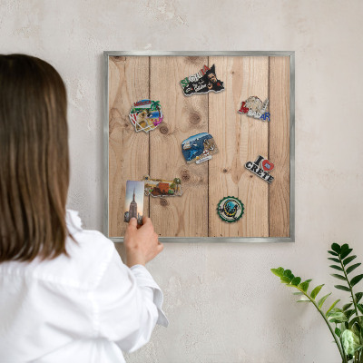 Tabule na magnety z dovolené ve stříbrném rámu Dřevěná textura