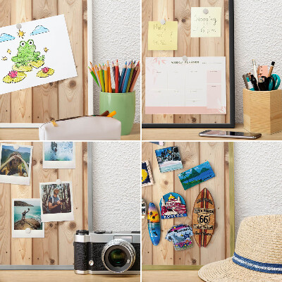 Tabule na magnety na zeď stříbrný rám Dřevěné desky