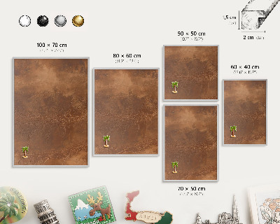 Tabule na magnety na zeď stříbrný rám Hnědá textura