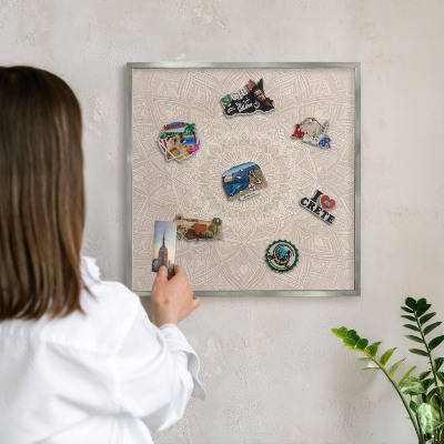 Tabule na magnety na zeď stříbrný rám Dekorativní mandala