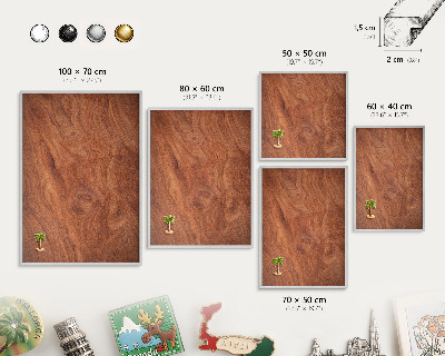 Tabule na magnety na zeď stříbrný rám Dřevěná textura