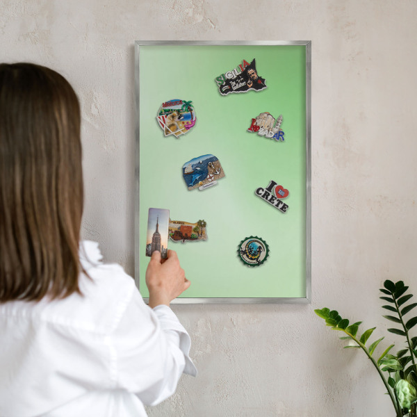 Tabule na magnety z dovolené ve stříbrném rámu Zelená harmonie