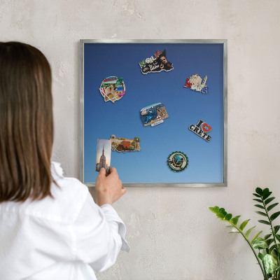 Tabule na magnety z dovolené ve stříbrném rámu Modré přechody