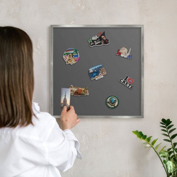 Tabule na magnety na zeď stříbrný rám Tmavě šedá