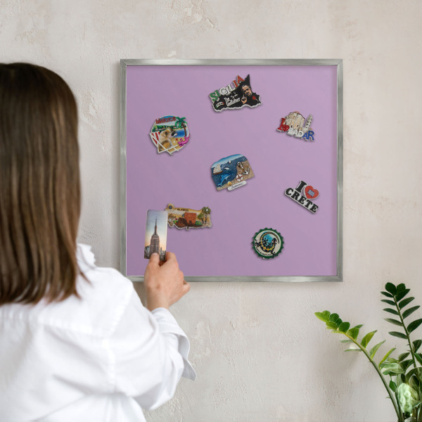 Tabule na magnety na zeď stříbrný rám Světle fialová